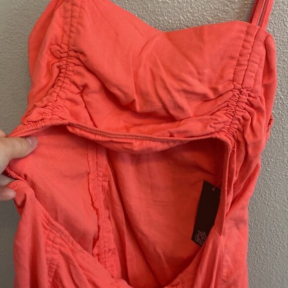 NWT- Wild Fable- Ruched Spaghetti Strap Sun Dress Vibrant Pink/Coral- Size XXL - Picture 6 of 11
